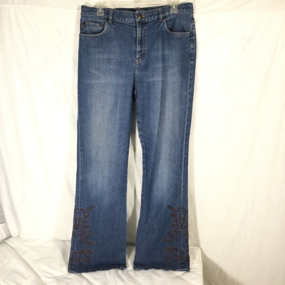 Lauren Jeans Co Western Embroidered Studded Jeans
